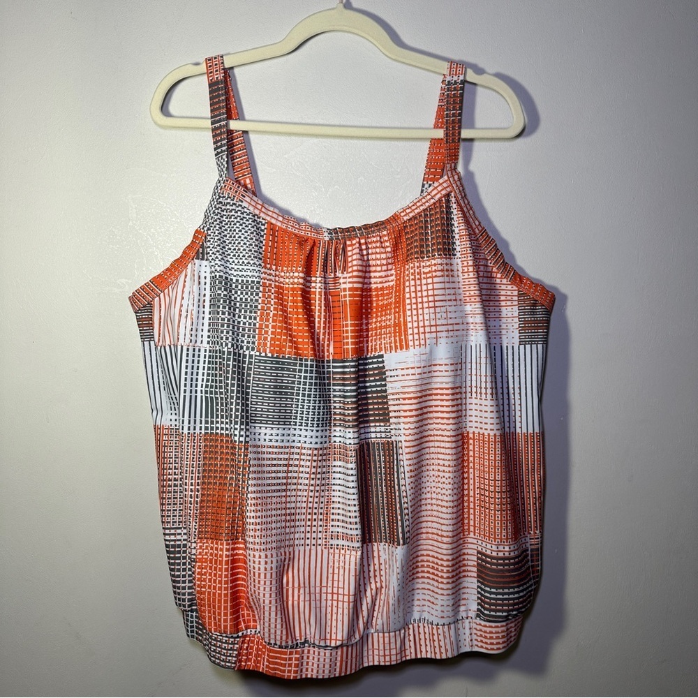 Women's Multicolor Tankini Swimsuit Set with Gray Swim Shorts Size 5XL